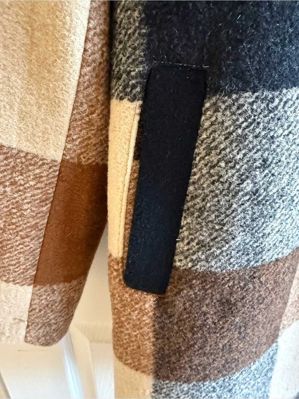 Pendleton Women's Wool Blend Fall Brown & Cream Plaid Zip-Front Peacoat S